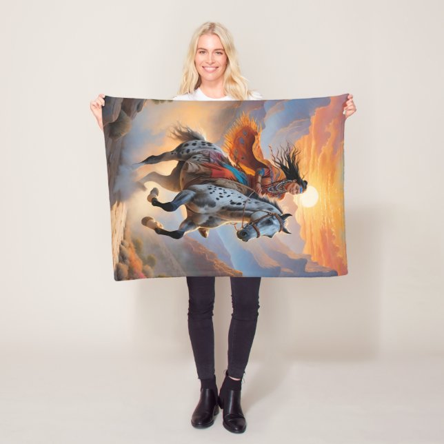 Appaloosa Horse Watercolor Leopard  Fleece Blanket (In Situ)