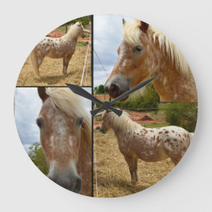 Appaloosa Horses Photo Collage, Large Clock