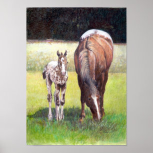 Appaloosa Mare and Foal Portrait Poster