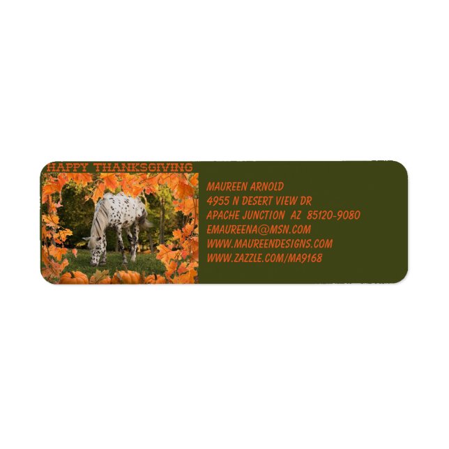 Appaloosa Thanksgiving Return Address Label (Front)