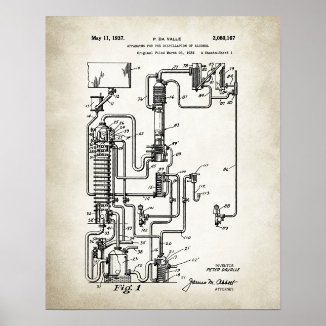  Apparatus for the distillation of alcohol patent Poster (Front)