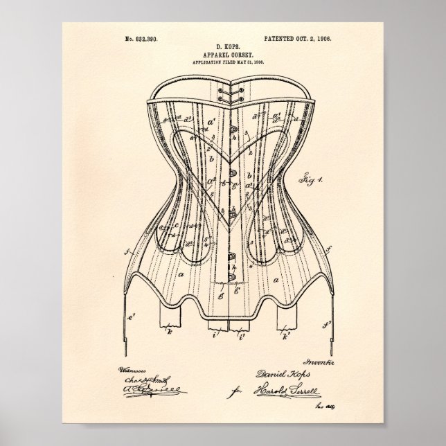 Apparel Corset 1906 Patent Art Old Peper Poster (Front)