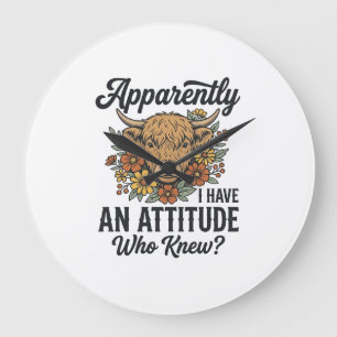 Apparently I Have an Attitude Highland Cow Shirt_1 Large Clock