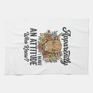 Apparently I Have an Attitude Highland Cow Shirt_1 Tea Towel