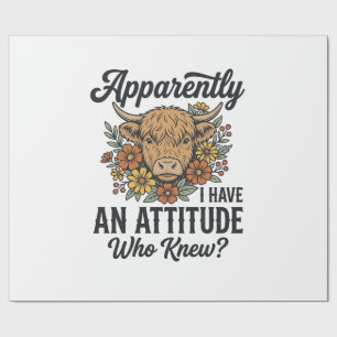 Apparently I Have an Attitude Highland Cow Shirt_1 Wrapping Paper
