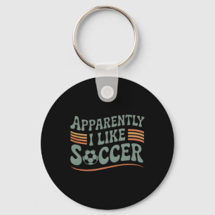 Apparently I Like Soccer Retro Game Day Mum Dad Key Ring