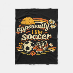 Apparently I Like Soccer Retro Soccer Flower Women Fleece Blanket