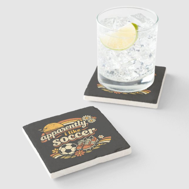 Apparently I Like Soccer Stone Coaster (Side)