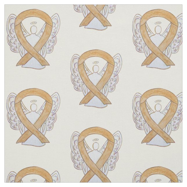 Appendix Cancer Amber Awareness Ribbon Angel Fabric (Swatch)