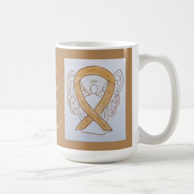 Appendix Cancer Amber Awareness Ribbon Angel Mug (Right)