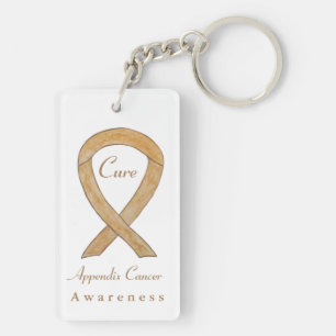 Appendix Cancer Awareness Amber Ribbon Keychain