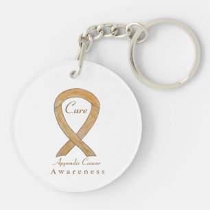 Appendix Cancer Awareness Amber Ribbon Keychain