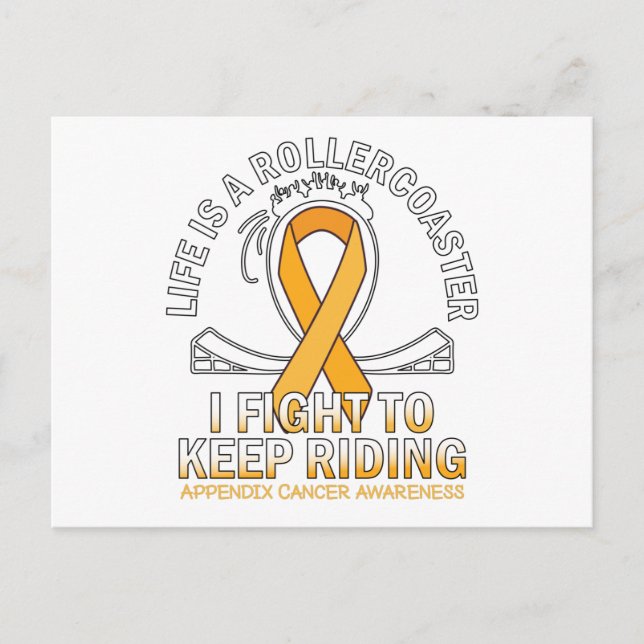 Appendix cancer awareness amber ribbon postcard (Front)