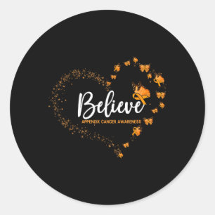 Appendix Cancer Awareness Butterfly Believe Classic Round Sticker