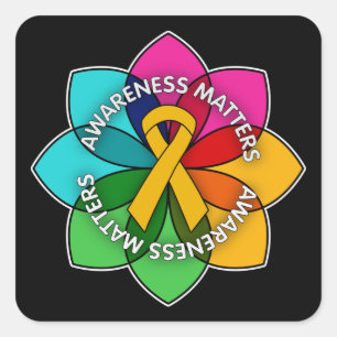 Appendix Cancer Awareness Matters Petals Square Sticker