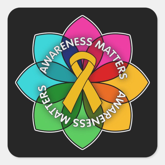 Appendix Cancer Awareness Matters Petals Square Sticker (Front)