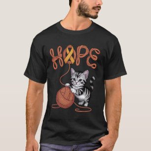 Appendix Cancer Awareness Orange Ribbon Cute Cat T-Shirt