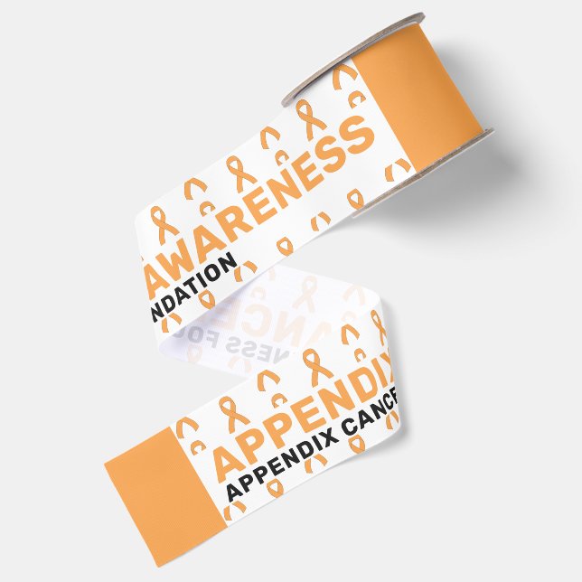 Appendix Cancer Awareness Pattern Ribbon Grosgrain Ribbon (Front+Back)