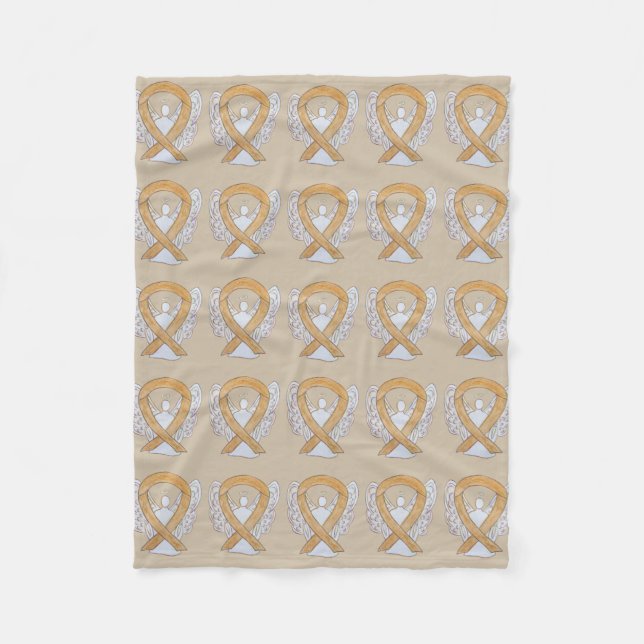 Appendix Cancer Awareness Ribbon Fleece Blankets (Front)