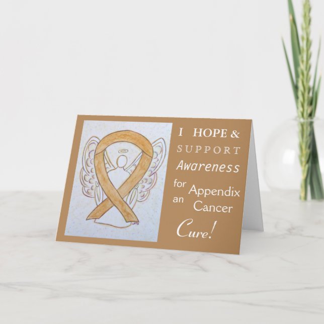 Appendix Cancer Awareness Ribbon Greeting Card (Front)