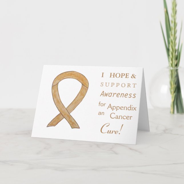 Appendix Cancer Awareness Ribbon Greeting Cards (Front)