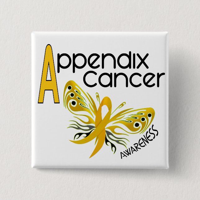 Appendix Cancer BUTTERFLY 3.1 15 Cm Square Badge (Front)