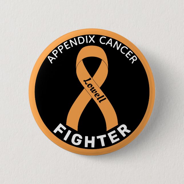 Appendix Cancer Fighter Ribbon Black Button (Front)
