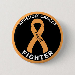 Appendix Cancer Fighter Ribbon Black Button