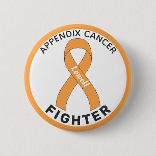 Appendix Cancer Fighter Ribbon White Button