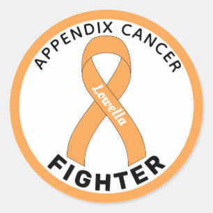 Appendix Cancer Fighter Ribbon White Round Sticker