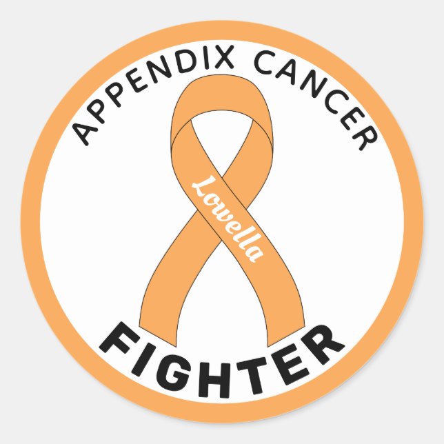 Appendix Cancer Fighter Ribbon White Round Sticker (Front)