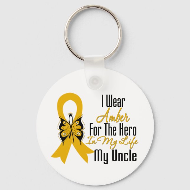 Appendix Cancer Ribbon Hero My Uncle Key Ring (Front)