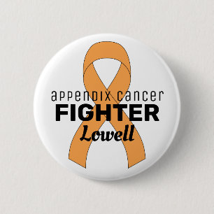 Appendix Cancer Ribbon White Button