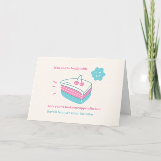 Appendix Out More Room for Cake Appendicitis Thank You Card (Front)