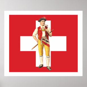 Appenzell Innerrhoden Trachten Swiss Flag Poster