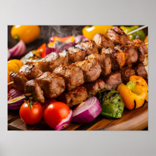 Appetising Shish Kebab with Grilled Meat Poster
