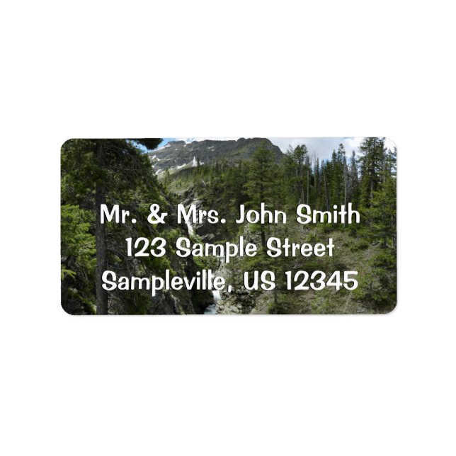 Appistoki Falls and Peak at Glacier National Park Label (Front)