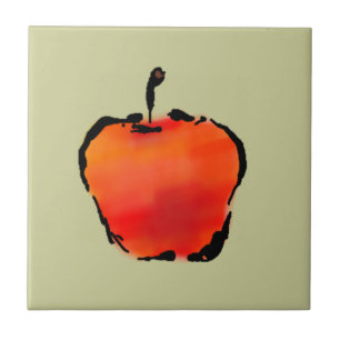 Apple 3 of 5 ceramic tile 4 inch
