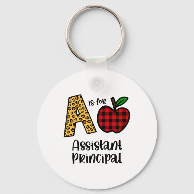 Apple A Is For Istant Principal Ck To School  Key Ring (Front)