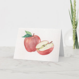 Apple and a Half watercolor print greeting card