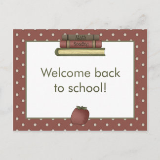 Apple and Book Welcome Back to School Postcard