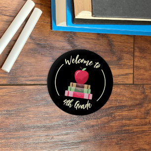 Apple and Books Chalkboard Back-to-School Button