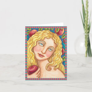 APPLE AND EVE BIBLICAL FOLK ART NOTE CARD Blank