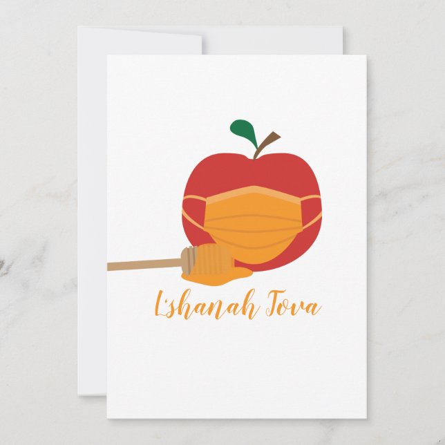 Apple and Honey with Orange Face Mask Holiday Card (Front)