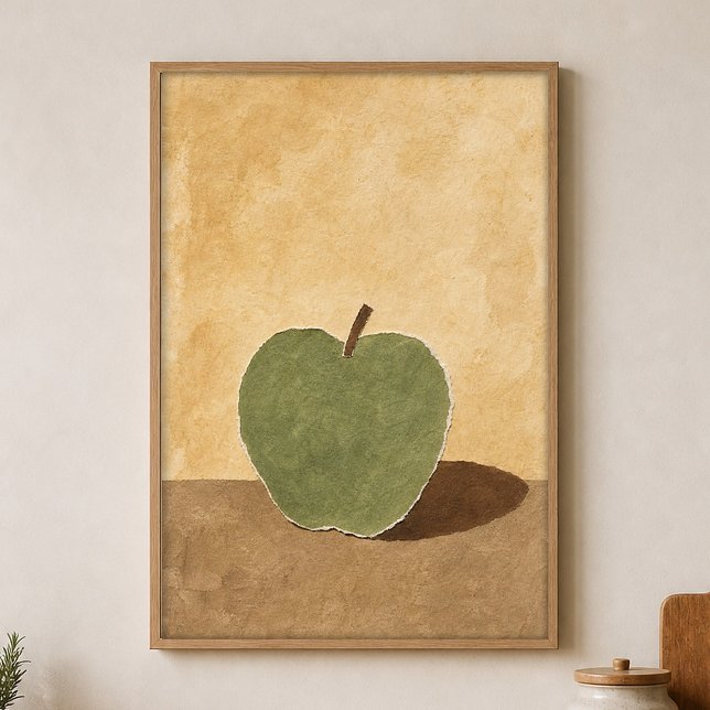 Apple and Its Shadow Watercolour Poster (Shown framed for scale. Poster ships unframed; frames are an optional add-on.)