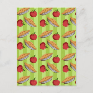Apple and pie pattern postcard