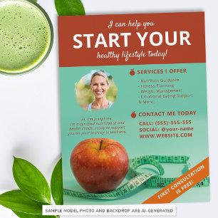 Apple And Tape Dietician Nutritionist Health Coach Flyer