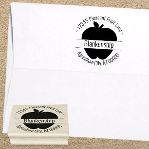 Apple Artwork Round Address Custom Name Rubber Stamp