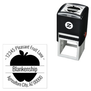 Apple Artwork Round Address Custom Name Self-inking Stamp