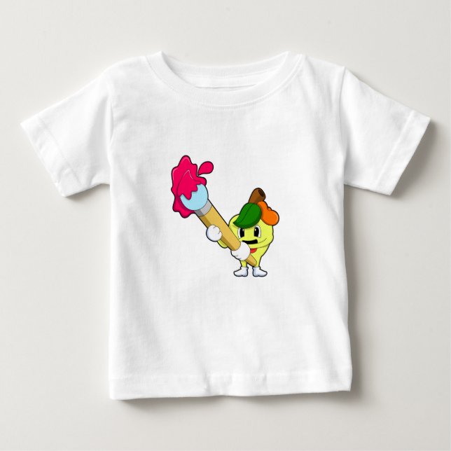 Apple as Painter with Paint brush Baby T-Shirt (Front)